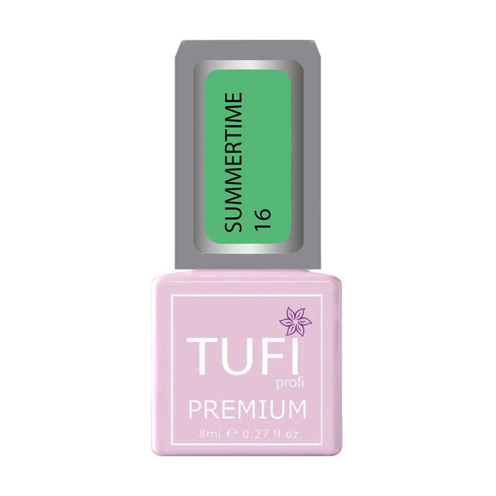 Гель-лак для нігтів Tufi Profi Premium Summertime, 16 Зелена м'ята, 8 мл